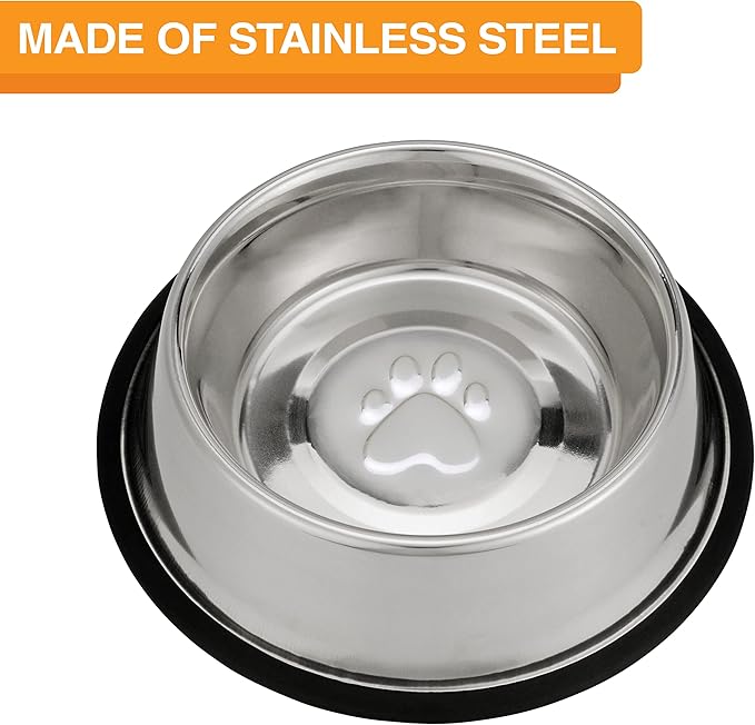 Neater Pet Brands - Stainless Steel No-Skid & Non-Tip Dog Bowl for Food or Water (32 oz, Stainless Steel)