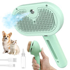 Steam Pet Brush for Shedding, 3 In 1 Self Cleaning Anti-Static Steamy Hair Brush, Reduces Loose Hair and Shedding for Long and Short Hair Pets Grooming, Green
