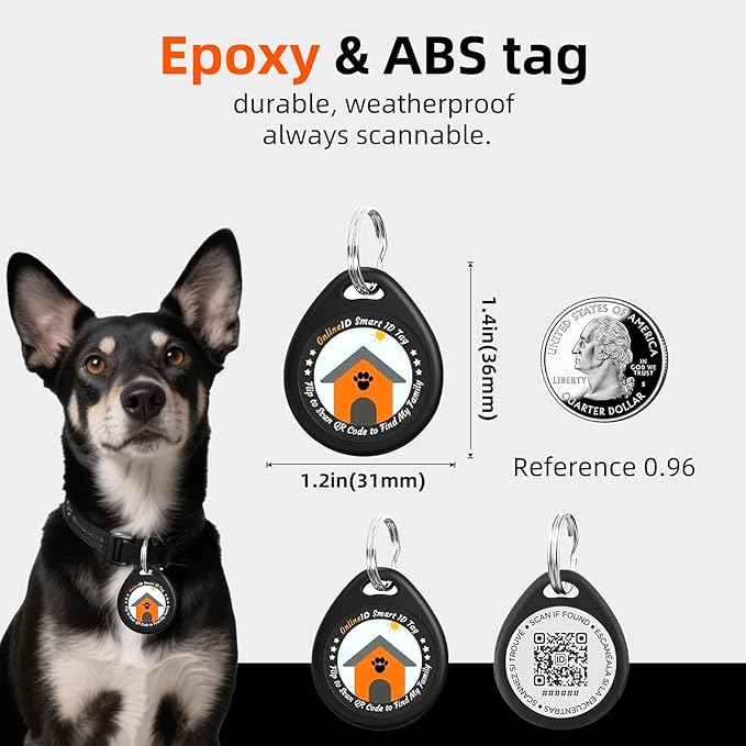 2 Pack Personalized Dog Tags,QR Code Pet ID Tags with Online Profile systerm,Editable Any Names and Phone numbles,Black&Blue,L