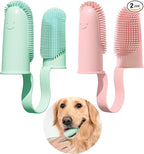 2 Pack Dog Toothbrush, 135ºSurround Bristles for Easy Teeth Cleaning, Double-Finger Toothbrush Dental Care for Puppies, Cats and Medium Pets
