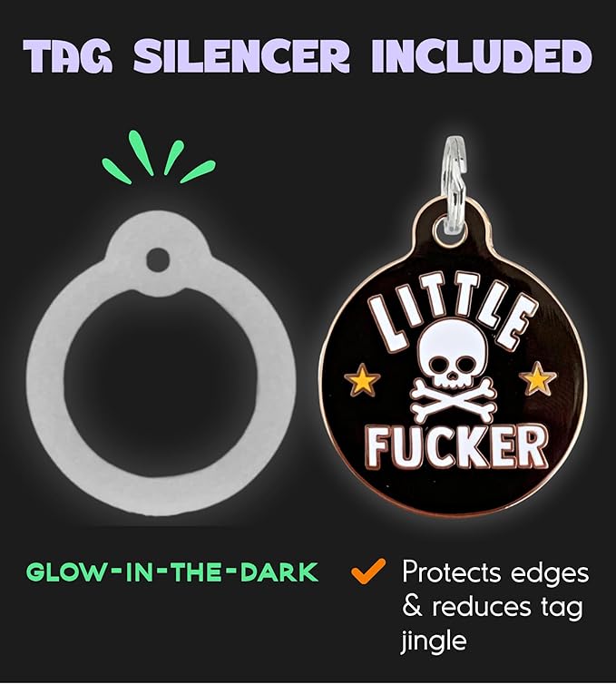 Personalized QR Code Dog Tags - Choose from 25+ Tag Designs - QR Code Links to Your Profile - Unique, Cute, Funny, Sassy Pet ID Tag (Little F*cker, Large (1.25 inch))