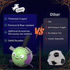QDAN Halloween Dog Toys Soccer Ball: Premium Dog Soccer Balls with Straps- Outdoor Herding Balls Toys for Small Medium Dogs- Puppy Pet Birthday Gifts- 6 Inch Purple Green
