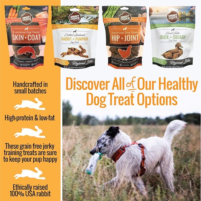Smart Cookie Single Ingredient Rabbit Jerky Dog Treats - Bite Size Training Treats for Dogs and Puppies with Allergies and Sensitive Stomachs - Dehydrated, 100% Meat, Made in USA - 3oz, Pack of 1