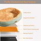 Heated Cat Bed Indoor w/ 12V Electric Heating Pad, Thermal Warming Heated Pet Bed with Adjustable Temperature & Timer