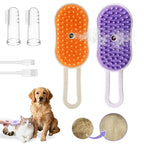 2-Pack Steam Brush for Cats& Dogs,Pet Steam Brush,4-in-1,Rechargeable Grooming Tool for Cats & Dogs, Anti-Static Design, Delivers Massage, Deep Cleansing, Shedding Control & Styling(Orange, Purple)