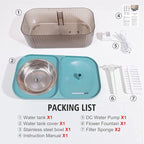 Suertree Cat Fountain Water Bowl Stainless Steel, 101oz/3L Automatic Pet Water Fountain, Dog Water Dispenser Cat Feeding Watering Supplies with 2 Filters for Cats, Dogs, Pets Blue