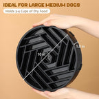WHIPPY Slow Feeder Dog Bowl, Puzzle Maze Design to Slow Down Eating, 3-Cup Capacity, Anti-Gulping Food Bowl for Medium & Large Dogs,Black