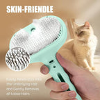 3-in-1 Pet Steam Brush, Grooming Comb with Water Tank for Cats and Dogs, Long and Short Hair (Green)