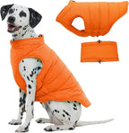 Large Dog Winter Vest for Boys & Girls, Warm Cold Weather Coat for Dogs with Back Zipper Detachable Neck Wrap, Easy On/Off Windproof Pet Snow Jacket Clothes, Weimaraner, Labrador, Orange XL