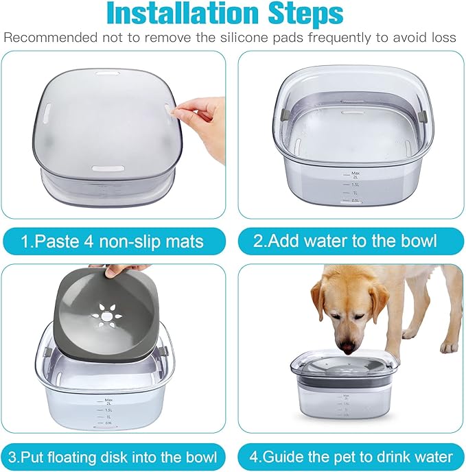 UPSKY 70oz Dog Water Bowl 2L No Spill Dog Bowl Large Capacity Spill Proof Slow Water Feeder, No Splash Dog Bowl Pet Water Dispenser Vehicle Carried Travel Slow Drinking Bowl for Messy Drinkers, Cats