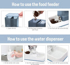 Automatic Small Pet Feeder and Water Dispenser, 2 in 1 Gravity Cat Auto Cat Small Medium Dog Feeder and Waterer Set Feeder Dish for Puppy Kitten Small Pets (Blue)