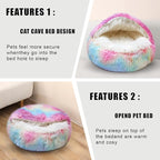 Calming Dog Beds & Cat Cave Bed with Hooded Cover,Washable Round Beds for Small Medium Pets,Anti-Slip Faux Fur Fluffy Coved Bed,Comfortable Warming Pet Bed(20 * 20inch,Dazzle)