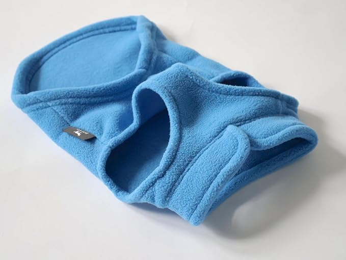 JACKO & CO - Fleece Vest Sweater with Leash Ring - Soft Lightweight Breathable for Puppies Small Medium Dogs, Kitten, Cats, Chihuahua - Warm for Fall/Autumn/Winter (Blue, Small 4-6lbs)