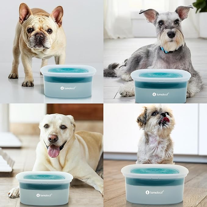 LumoLeaf No Spill Dog Water Bowl, 70oz Slow Feeder for Messy Drinkers, Keeps Long-Haired Dogs’ Mouth Fur Dry, Drip-Free Splash-Proof Design