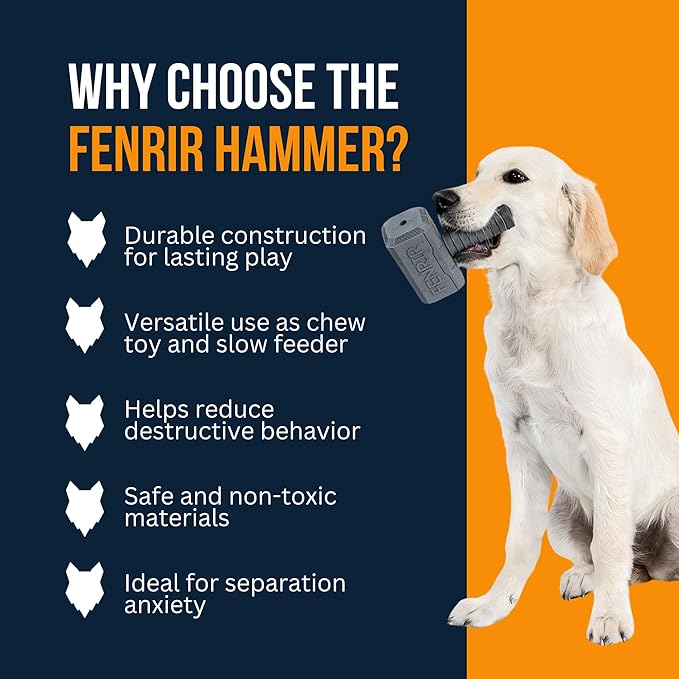 Fenrir Hammer Dog Chew Toy Strong Rubber Stuffable Enrichment Toy for Chewers (Red, Large)