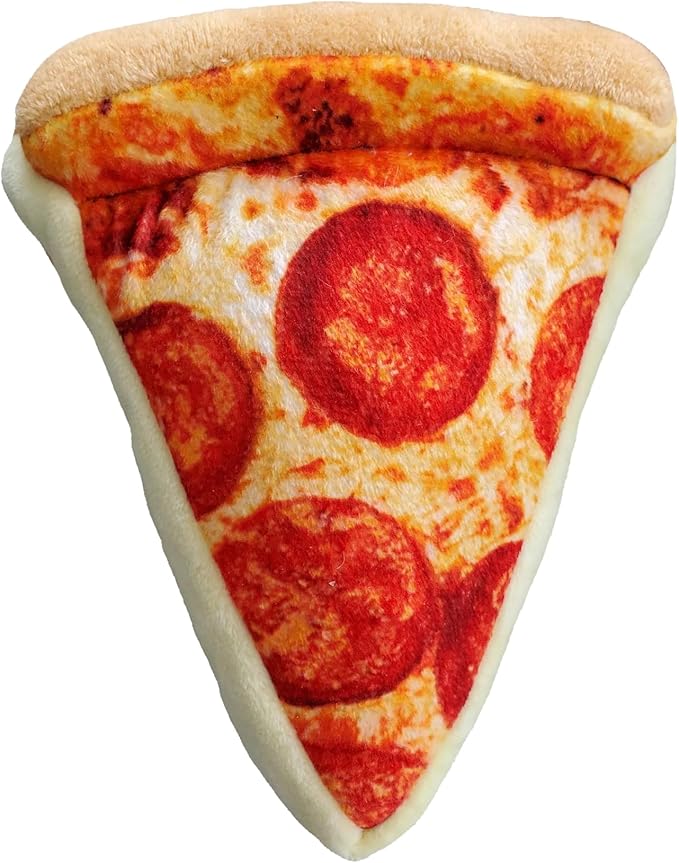 Huxley & Kent Funny Dog Toy w/Squeaker – Power Plush Squeaky Dog Toys for Small, Medium & Large Dogs – Soft Stuffed Animal for Indoor Play & Fetch - Pup-eroni Pizza, Small