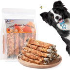 ASMPET Dog Treats Chews, Chicken Wrapped Cod Skin Sticks, Rawhide Free Cod Skin Treats for Dogs, 10.6 oz