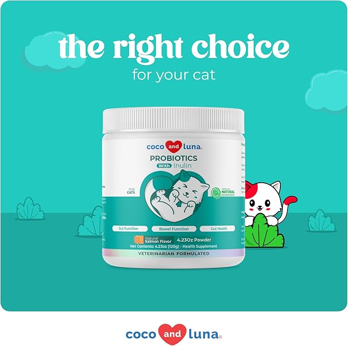 Probiotics for Cats – 4.23oz/120g Powder - Cat Probiotics and Digestive Enzymes, Probiotics Powder, Promotes Healthy Stomach and Digestion