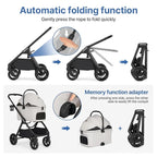 X-5 Luxury Pet Stroller for Medium Dog Under 55lbs or 2 Small Dogs & Cats, One-Touch Folding, Adjustable Handle, Detachable Carrier and Inflatable Wheels (Grey)