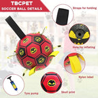 Dog Toys Soccer Ball with Straps, World Cup Interactive Dogs Toys for Tug of War, Yard Game, Water Toy, Herding Ball for Dogs, Durable Dog Balls with Skull Pattern for Puppy（6 Inch）