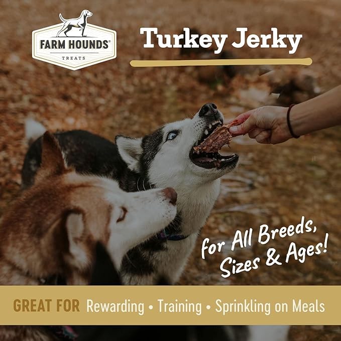Farm Hounds - Turkey Jerky - Premium Natural Jerky for Dogs - 100% Humanely Raised Turkey - Break-to-Size - Great for Training & Treats - No Added Fillers - Made in USA - 1 Pack