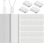 100 Pcs Personalized Dog Tags Set Including 50 Pcs Aluminum Blank Dog Tags for Engraving 50 Ball Steel Chain Rectangle Metal Blank Stamping Label for DIY Craft(Silver)