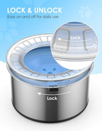 1Gallon Large Dog Water Bowl No Spill, [Anti Digging Lid & Rubber Bottom] Spill Proof Dog Bowl, Anti Splash Mess Dripless Slow Drinking Stainless Steel Water for Sloppy Messy Drinkers Car