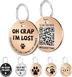 MYLUCKYTAG Stainless Steel QR Code Dog Tags - Scan QR for Instant Pet Location Alerts