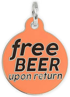 Personalized QR Code Dog Tags - Choose from 25+ Tag Designs - QR Code Links to Your Profile - Unique, Cute, Funny, Sassy Pet ID Tag (Free Beer Upon Return, Large (1.25 inch))
