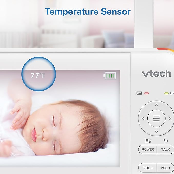 VTech Video Baby Monitor with 5" LCD Screen, Up to 17Hrs Video & 31Hrs Audio Battery Life, Night Vision, 1000ft Range, Pan-Tilt-Zoom, Lullabies, Soothing Sounds, Temperature Sensor, No WiFi: 924W