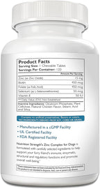 Zinc for Dogs to Support Healthy Skin & Coat, Promote Normal Growth, Balanced Immune Function & Cellular Metabolism, with Biotin, Folate, Selenium & Vitamin E, 120 Chewable Tablets