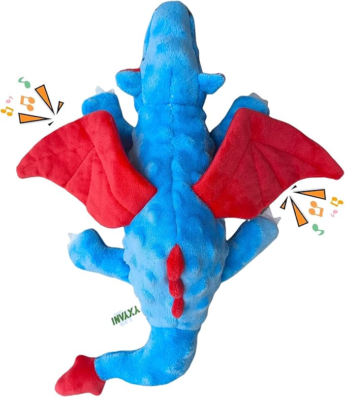 Durable Plush Dinosaur Dog Toys with Squeaker, Crinkle Paper Stuffed Chew Toys for Small Middle and Large Dogs 14 Inch