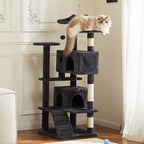 Sweetcrispy 54 Inch Cat Tree Tower, Multi-Level with Cat Scratching Post, Indoor Cat Condo with Climbing Ladder, Plush Toy, Play House for Cat, Grey