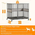 Dog Crate Furniture for Large Dogs, 42 Inch Indoor Large Kennel, Wooden Pet Cage Decorative Corner End Table with Caster Wheels & Double Removable Tray, Greige