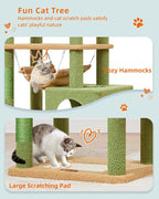 Taoqimiao Cat Tree, 68-Inch Cat Tree Cat Tower for Indoor Cats, Plush Multi-Level Cat Condo with 6 Scratching Posts, 2 Perches, 2 Caves,Hammock, 3 Pompoms,MS020ST Cactus