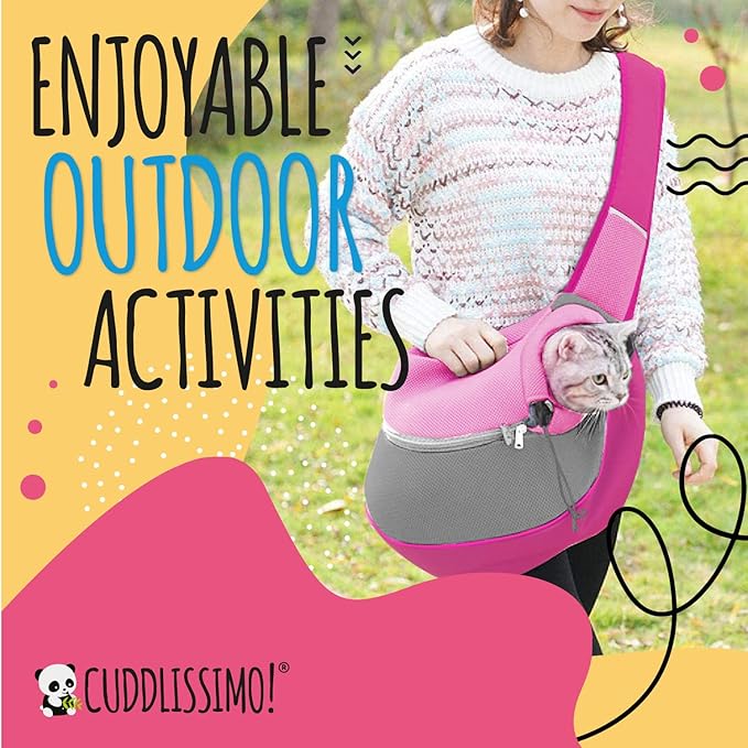 Pet Sling Carrier - Carefully Sized for Teacup & Toy Breed Puppies & Cats (Under 6lb) - Soft Pouch for Small Dogs, Yorkies, Chihuahuas - Ideal for Hands-Free Travel & Walks (Pink)