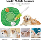 Lick Mat for Small Dogs and Cats with Suction Cups, Silicone Slow Feeder Lick Pad with Collapsible Bowl for Anxiety Relief, Pet Puzzle Treat Mat for Bathing Grooming Trimming (Green)