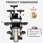 SHA CERLIN 68 Inches Multi-Level Large Cat Tree for Large Kitties/Big Cat Tower with Condo/Cozy Plush ‌Pussycat Perches/Sisal Scratching Posts and Hammocks/Activity Center/Dark Grey