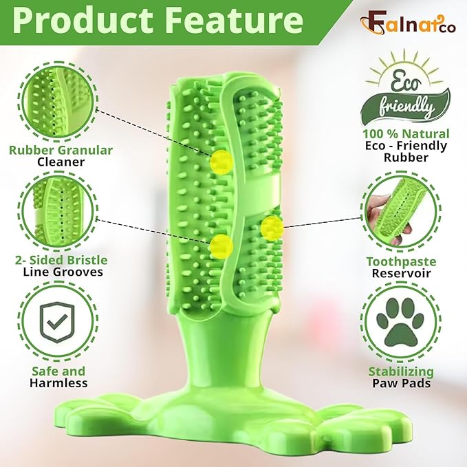 Chew Toy for Dog Toothbrush Stick Dog Toys for Aggressive Chewers Interactive Toys Treats Tough Toy to Keep Them Busy Chew for Small Dogs (Green, L)