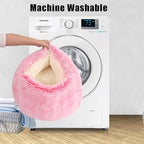 Round Hooded Cat Bed & Dog Bed with Cover Cave, Dog Bed for Small Dogs, Faux Fur Cuddler Round Coved Cat Bed Self Warming Donut Dog Bed Fits up to 22 lbs Pets (Pink, 24inch x 24inch)