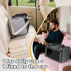 YUDODO 2 Packs 25 lbs Lightproof Soft Sided Pet Carrier for Large Cat & Small Dog Airline Approved Travel Puppy Carriers with Side Pockets & Reflective Mesh, Foldable Portable for Car Grey Green+Grey