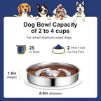 Slow Feeder Dog Bowl Stainless Steel, 2 Cups Metal Non-Slip Dog Food Bowls, Dog Water Bowl for Small & Medium Sized Dogs, Fun Bloat Stop Pet Bowl for Fast Eaters, Slows Down Pets Eating