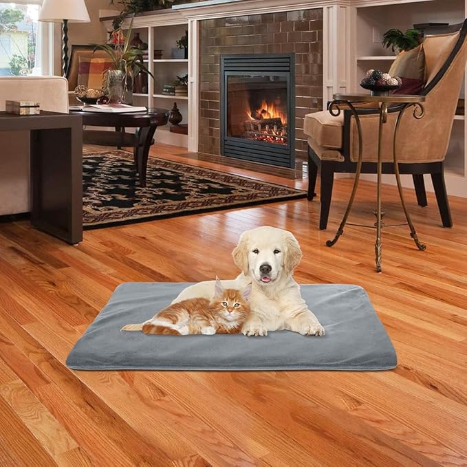 RIOGOO Pet Heating Pad, Upgraded Electric Dog Cat Heating Pad Indoor Waterproof, Auto Power Off (S 17.5"x 14", Grey)