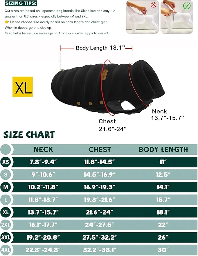 SPACE LION Puffer Jacket, Down Winter Coat, Waterproof, Windproof, Lightweight Jacket, Adjustable Fit for Medium, Large Dogs(Red,XL)