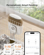 Hanging Automatic Rabbit Feeder with 1080P Camera, 62oz Storage, Multiple Pet Cage Compatibility, Customized Feeding Schedule- Perfect for Ferrets, Cats, Guinea Pigs, Chinchilla and Hedgehog