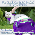 Cat Harness and Leash Set Escape Proof for Kitten Walking, Soft Adjustable Top Handle Vest Harnesses for Cats, Easy Control Breathable Reflective Small Medium Large, Purple, M