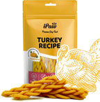 iPaw Turkey Dog Treats, All Natural Human Grade Dog Treat, Suitable for Training chew, US Sourced Raw Material, Hypoallergenic, Rawhide Alternative, Braided Stick (Pumpkin)