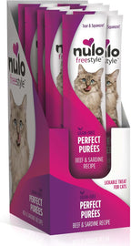 Nulo Freestyle Grain-Free Perfect Purees Premium Wet Cat Treats, Squeezable Meal Topper for Felines, High Moisture Content to Support Cat Hydration, 0.5 Ounce, Beef & Sardine