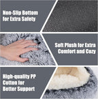 Cat Beds & Dog Bed with Cover Cave, Dog Beds for Small Dogs, Round Soft Plush Donut Calming Pet Bed for Indoor Cats or Small Dog, Washable Puppy Bed with Non-Slip Bottom-24inch