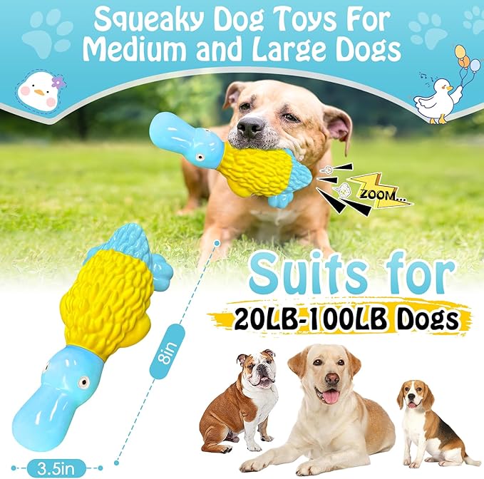 Dog Toys for Aggressive Chewers: Tough Dog Chew Toys-Large Squeaky Dog Toys for All Breed Sizes to Keep Them Busy (Blue)